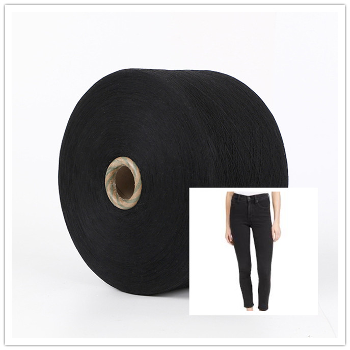 Ne 8s/12s/16s Black Regenerated Cotton Polyester Yarn for Jeans