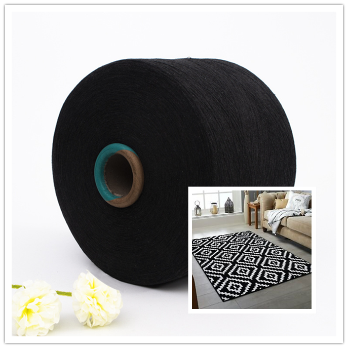 3s/4s/6s Black Melange Yarn for Carpets Rug Recycled Cotton Yarn