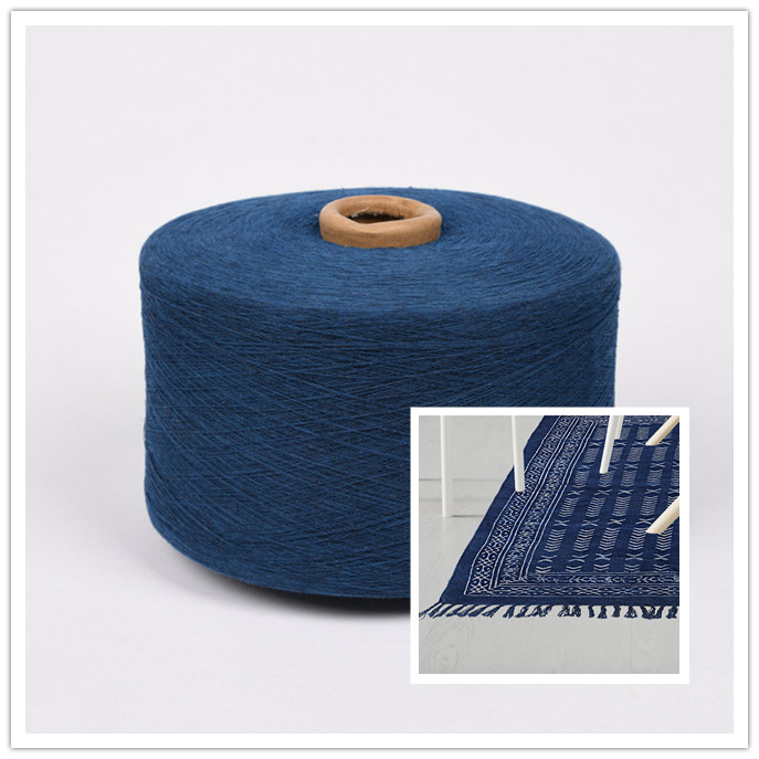 Navy Blue Regenerated Cotton Polyester Yarn for Carpet Rugs