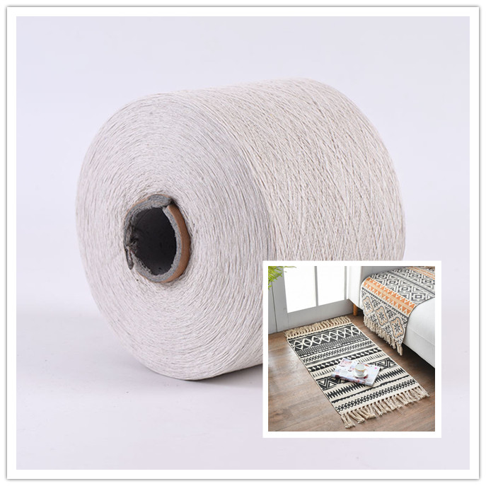 Light Gray Regenerated Cotton/Polyester Blend Yarn for Rug Carpet