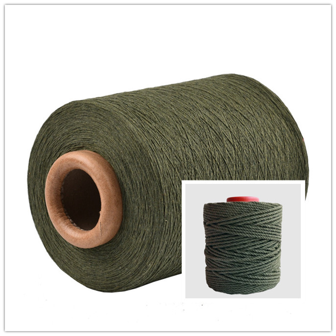 Dark Green Recycled/Regenerated Cotton Blend Yarn for Making Rope